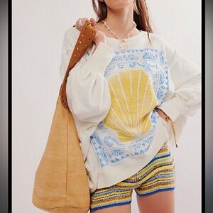 Free People We the Free Sea Shell Sea Salt Camden Pullover Sweatshirt